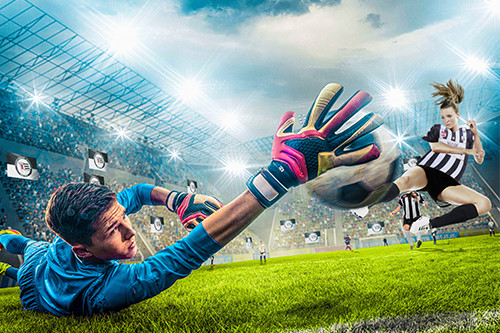 Motivationsprojekt Fußball - KickStart Fußball Illustration: Ein Torhüter versucht den Schuss vom gegnerischen Stürmer zu halten.